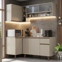 Armário de Cozinha Completa de Canto 265 cm Crema Nice Madesa 02