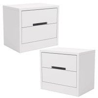 Kit 02 Mesas de Cabeceira 2 Gavetas 54 cm S822 Branco Kappesberg