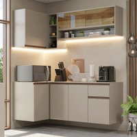 Armário de Cozinha Completa de Canto 265 cm Suspenso Crema Nice Madesa 04