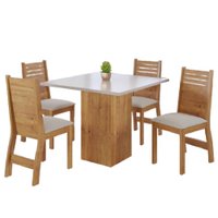 Conjunto de Mesa Sala de Jantar Lord Quadrada 0,90m 4 Cadeiras Veludo Viero - madeirado