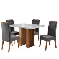 Conjunto de Mesa Sala de Jantar Ripado Tampo com Vidro Mond 1,20m 4 Cadeiras Sofia Veludo