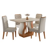 Conjunto de Mesa Sala de Jantar 1,20m 4 Cadeiras Veneto Veludo Viero