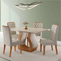 Conjunto de Mesa Sala de Jantar 1,20m 4 Cadeiras Veneto Veludo Viero