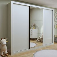 Guarda-Roupa Infantil Marcella 3 Portas 6 Gavetas com Espelho Branco - Minastex