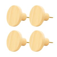 Kit 4 Ganchos de Madeira Pinus Cabideiro de Parede Redondo Bolsas Mochilas Casacos
