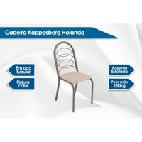 Conjunto: Mesa de Cozinha Duina c/ Tampo de Madeira 136cm e 4 Cadeiras Holanda Niquel/Freijo - Corano Preto - Kappesberg