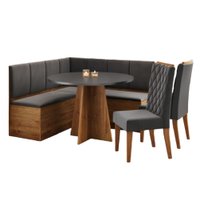Conjunto Sala de Jantar Canto Alemão com Baú Liebe com Mesa Fin e 2 Cadeiras Bele Veludo Viero