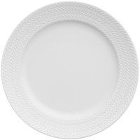 Prato de Sobremesa Porcelana com 21cm Redondo Germer Chevron Branco com Relevo
