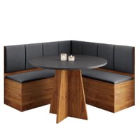 Conjunto Sala Jantar Canto Alemão com Baú Liebe com Mesa Fin Veludo Viero