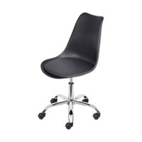 Cadeira PP OR-1108R Almof. PU Base Cromada Rodízio OR Design - Preto