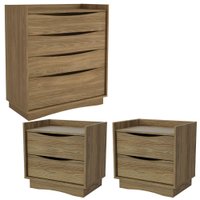 Comoda 4 Gavetas 02 Mesas de Cabeceira 2G M26061 Nogueira Kappesberg