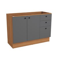 Balcão de Pia Kappesberg Pixel 2 Portas 3 Gavetas Canela/Cinza Sagrado 120cm