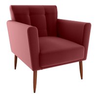Poltrona Decorativa Pes Palito Cancun Veludo E432 Vermelho Milani Store