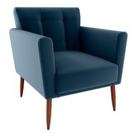 Poltrona Decorativa Pes Palito Cancun Veludo E433 Azul Milani Store