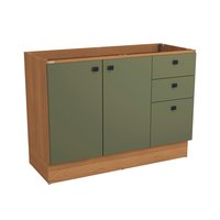 Balcão de Pia Kappesberg Pixel 2 Portas 3 Gavetas Canela/Verde Frevo 120cm