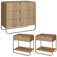 Comoda E 02 Mesas de Cabeceira Organica Hanover Dourado Artesano