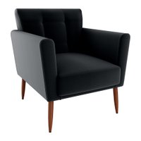 Poltrona Decorativa Pes Palito Cancun Veludo Inca E451 Preto Milani Store