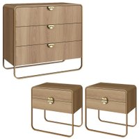 Comoda 02 Mesas de Cabeceira Organica Hanover Dourado Artesano