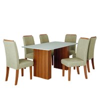 Conjunto de Mesa Sala de Jantar Ripada Santiago 1,60m 6 Cadeiras Grécia Dobuê