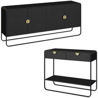 Balcao Buffet E Aparador 180 cm Organica Nero Preto Artesano