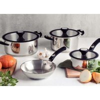 Jogo de Panelas Tramontina Solar 5 Peças Aço Inox Fundo Tripo Cabo Silicone Caçarolas