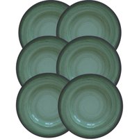 Jogo 6 Pratos Sobremesa Porcelana 21cm Verde Rústico Tramontina Decorado Mesa