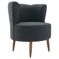 Poltrona Decorativa Pes Palito Savana Veludo Cinza Milani Store