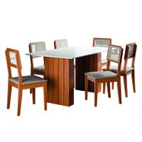 Conjunto de Mesa Sala de Jantar Ripada 1,60m 6 Cadeiras Santiago Dobuê