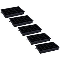 Kit 5 Formas De Gelo Silicone 24 Cubos Preto Weck Maleável Bar Restaurantes