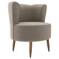 Poltrona Decorativa Pes Palito Savana Veludo Marrom Claro Milani Store