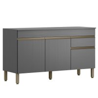 Balcao Com Tampo 3 Portas 1 Gaveta 150 cm Line Gris KTP