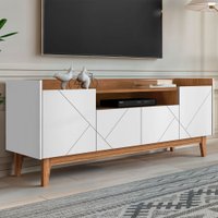 Rack para TV Até 65 Polegadas Adria 4 Portas Branco/Cedro - Casa D