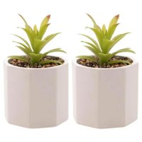 Kit 2 Cachepot Cimento Suculenta Artificial Branco 10x15cm Wolff Vaso Decorativo Casa