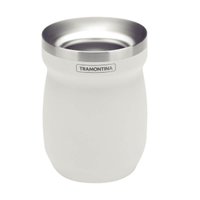 Cuia de Chimarrão Inox Térmica 240ml Branca Tramontina Exata Terere Mate 11x8cm