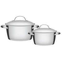 Jogo de 2 Panelas Tramontina Allegra Aço Inox Fundo Triplo Tampas Inox
