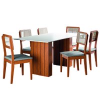 Conjunto de Mesa Sala de Jantar Ripada 1,80m 6 Cadeiras Santiago Dobuê