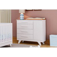 Cômoda Infantil Retrô 1 Porta e 4 Gavetas Branco - Peroba