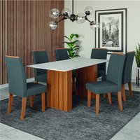 Conjunto de Mesa Sala de Jantar Ripada Santiago 1,80m 6 Cadeiras Grécia Dobuê - Madeirado/Grafite