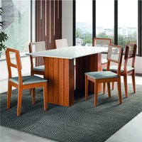 Conjunto de Mesa Sala de Jantar Ripada 1,60m 6 Cadeiras Santiago Dobuê - Madeirado / Cinza