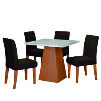 Conjunto Sala de Jantar Mesa Trento Quadrada Com 4 Cadeiras Trieste Dobuê - Madeirado/Chocolate