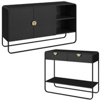 Balcao Buffet E Aparador 135 cm Organica Nero Preto Artesano