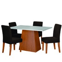 Conjunto Sala de Jantar Mesa 1,36m Trento 4 Cadeiras Trieste Dobuê - Madeirado/Chocolate