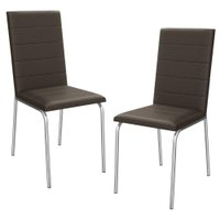 Kit 2 Cadeiras Cromada Sala Jantar 2C091CR Corino Marrom Kappesberg