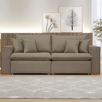 Sofá 3 Lugares Barcelona Retrátil Veludo/Bege Escuro - Celflex