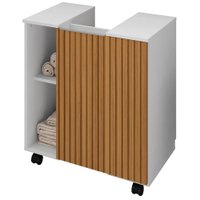 Gabinete Banheiro Pia de Coluna Pequin 56 cm Branco Ripado BECHARA