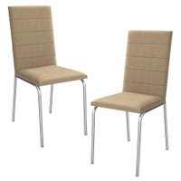 Kit 2 Cadeiras Cromada Sala Jantar 2C091CR Corino Capuccino Kappesberg