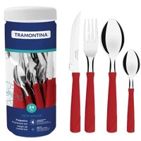 Faqueiro Tramontina New Kolor Vermelho 24 Peças Aço Inox no Pote