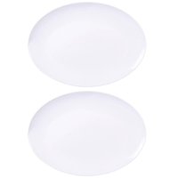 Kit 2 Travessas Oval 32x25cm Rasa Porcelana Branca Servir Salada Petiscos Aperitivos