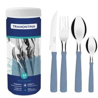 Faqueiro Tramontina New Kolor 24 Peças Azul Aço Inox no Pote