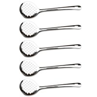 Kit 5 Escumadeiras Grandes Fritura Aço Inox Espumadeira para Pastel Batata Frita Arroz